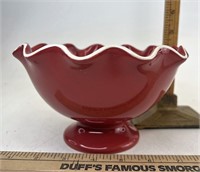 Longaberger NIB red ruffled bowl