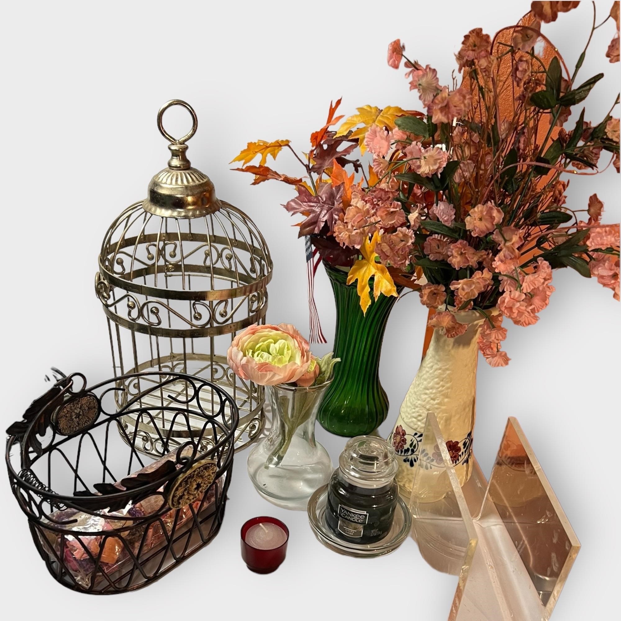 Decorative Bird Cage - Floral - Candle misc. lot