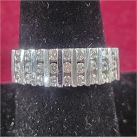 . 925 Silver Ring with Clear stones, sz 8,