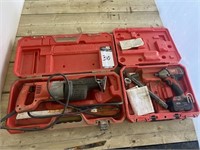 (2) Milwaukee Tools, (1) Elec Sawsall