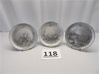 3 Wendell August Pilgrim Theme Plates