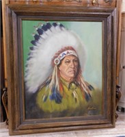 Native American Oil on Board, Signed,