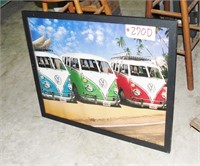 VW Bus Glass Framed Poster