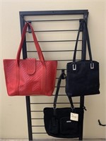 Lot of 3 Purses Totes Handbags red & black