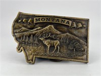 State of Montana Elk Belt Buckle