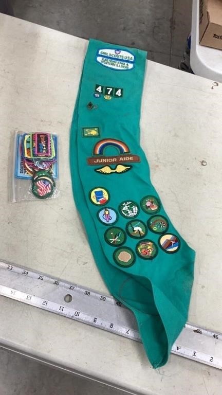 Girl Scout sash and badges