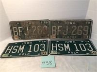 4 Iowa license plates