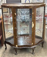 Vintage Display Cabinet with Painted Glass