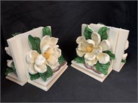 2 PAIRS OF RESIN MAGNOLIA BOOKENDS