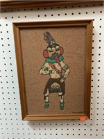 FRAMED KACHINA SAND ART BY PHYLLIS WALKER DATED