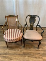 Antique Chairs: Cane & Chinese Painted Armchair