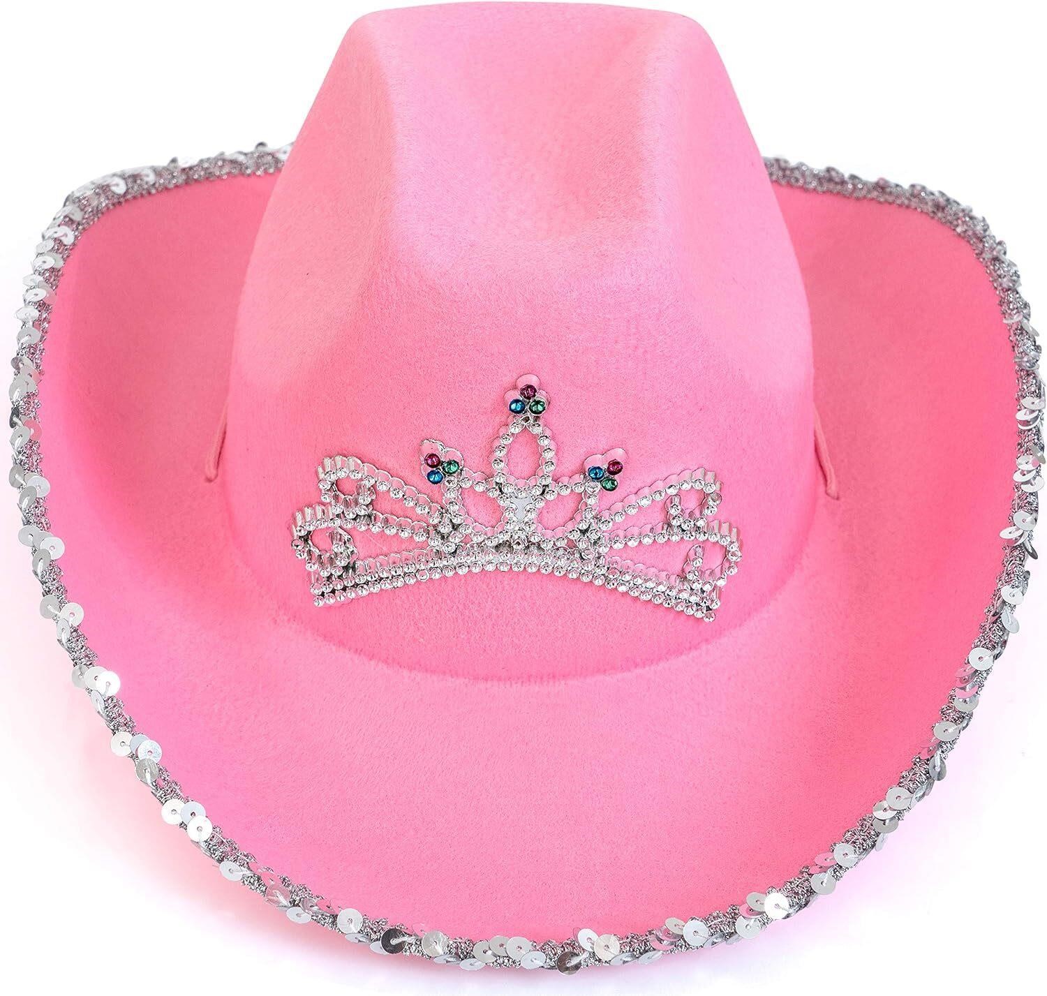 Skeleteen Pink Sequin Cowgirl Hat - Crown Tiara