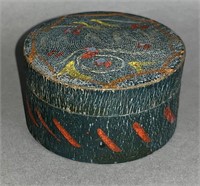 Turned & polychrome painted lidded snuff box ca.
