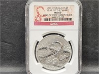 1 OZ YEAR OF THE SNAKE MS69 Silver 5 $ Coin