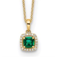 14 kt- Lab Grown Diamond Emerald Necklace