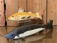 Two Wooden Ice Fishing Decoys