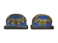 Pair of  Heavy Wood Carved Bookends
