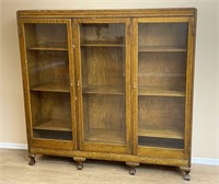 Wooden Glass Front Bankers Library Book Case