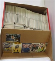 Box of football cards in a variety of brands.