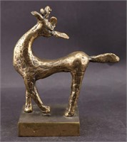 Signed Bronze Sculpture of Deer(?)