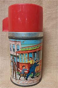 VINTAGE ALADDIN CABLE CAR LUNCH BOX THERMOS
