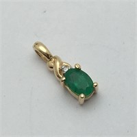 14k Gold, Diamond & Emerald Pendant