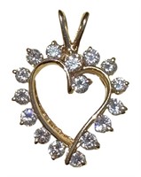 14K Gold Diamond Heart Pendant