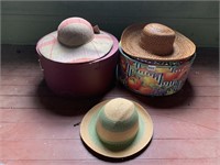 MARAMARA PLAID HAT, SAKS FIFTH AVE STRAW HAT,