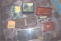 Wallets, pens, coasters