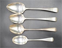 Three Georgian sterling silver soup spoons