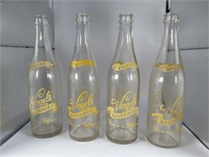 4 Vintage Vogel's Glass Beverage Bottles