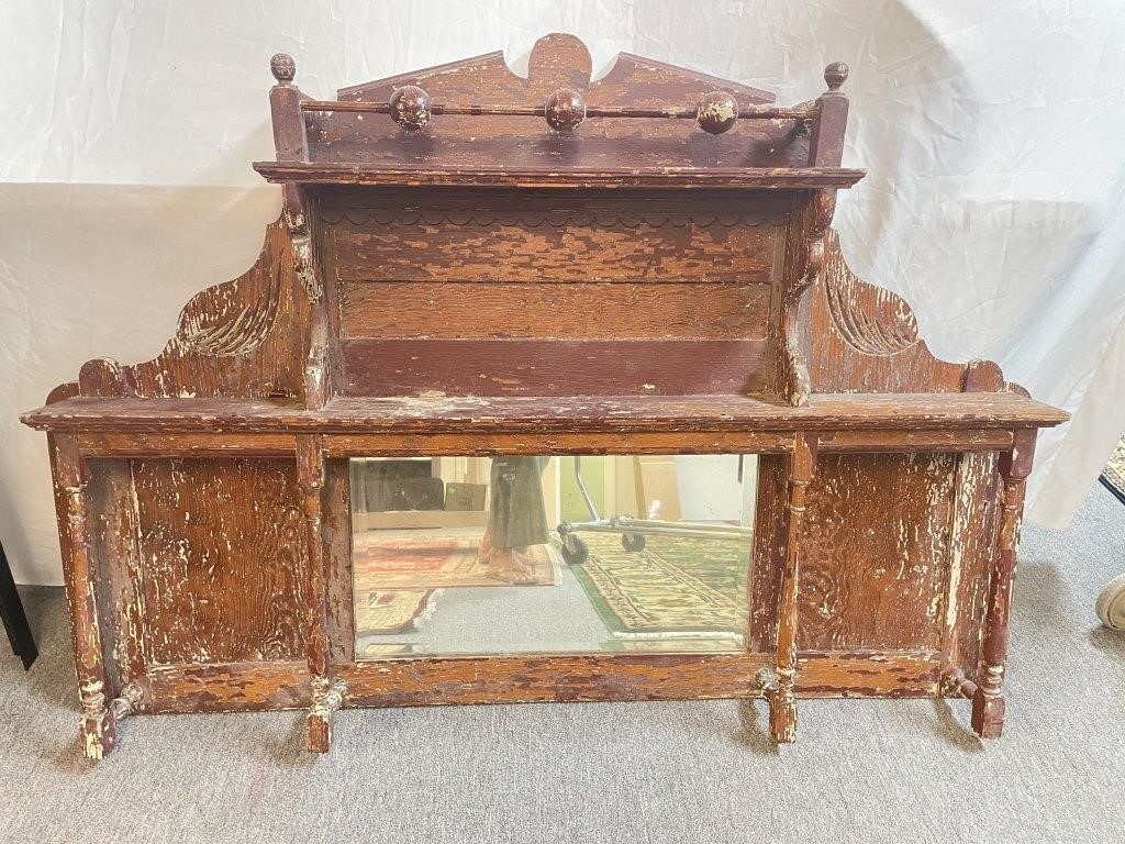 Distressed Mantle Topper with Mirror