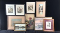 Framed Etchings & Prints Incl. Wallace Nutting (9)