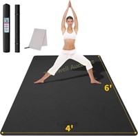 CAMBIVO Large Yoga Mat (6'x 4')  Black  6mm