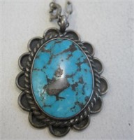 Navajo SS Turquoise Necklace - Tested