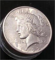 1922 Silver Peace Dollar, 90% Silver Minted in