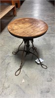 Antique cast iron piano stool w/ wood seat