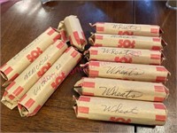 Lincoln wheat & memorial pennies (9+ rolls)