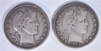 1904 & 1913-S BARBER HALF DOLLARS