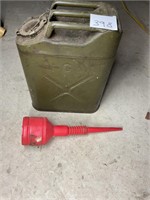 5 gal military fuel can no spout, and funnel