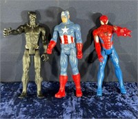 Black Panther, Capt. America, Spiderman Lg Figures