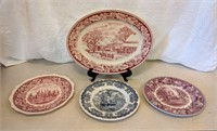 4-Antique Transferware Plates