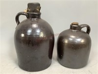 Brown Stoneware Jugs with Corks