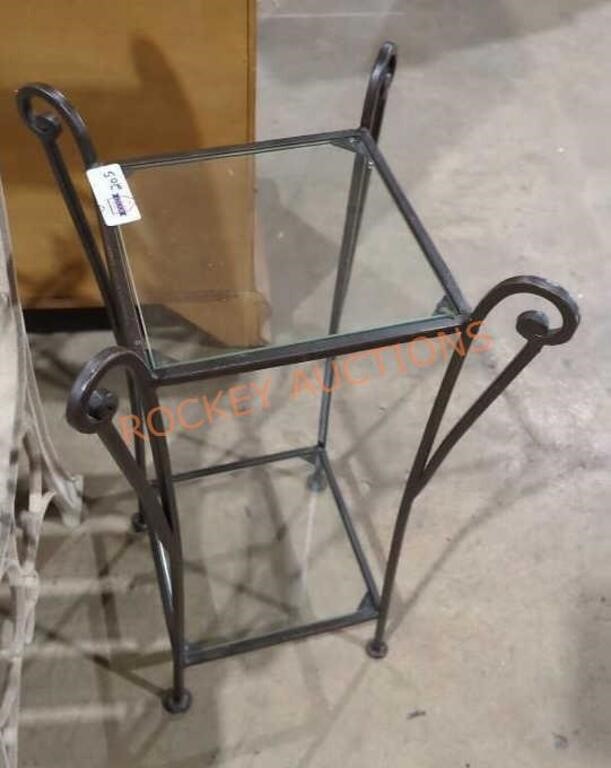 Metal and glass plant stand