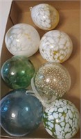 7 art glass balls