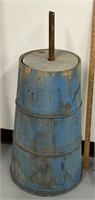 Large Blue Painted Churn w/Mallet See Photos for