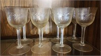 Lot of 8 small etched glasses