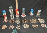 (11) Jars Assorted Agate Rocks, Sea Glass