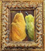 Vintage Mini Framed Acrylic On Canvas Perfect Pear