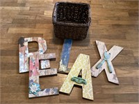 Decorative 12" Letters in Basket